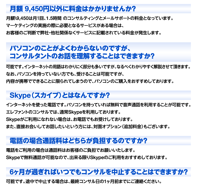 よくある質問の内容